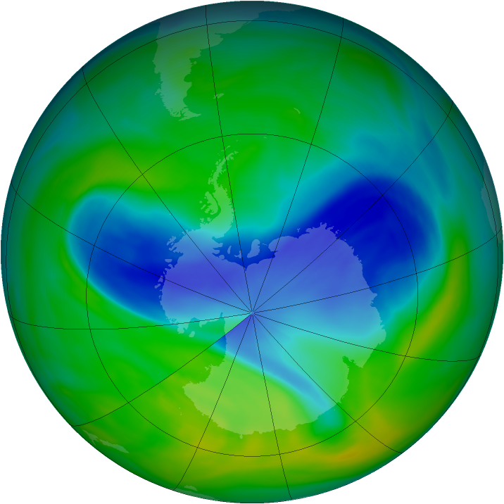 Antarctic ozone map for 15 November 2004